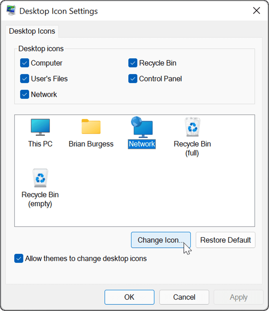 odzyskaj starsze ikony pulpitu w systemie Windows 11