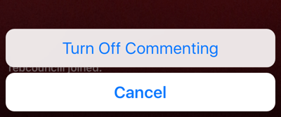 Kliknij ikonę trzech kropek, aby wyłączyć komentowanie transmisji na żywo.