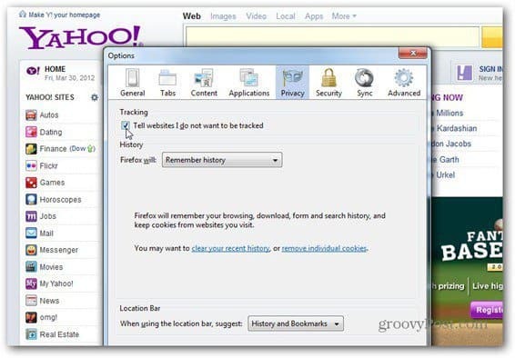 Yahoo Embraces Nie śledź: jak to włączyć