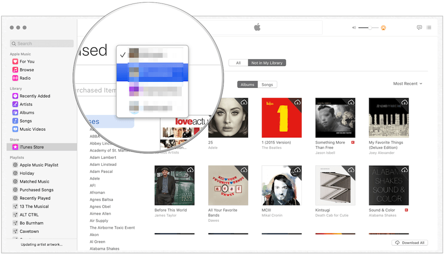 iTunes wybierz członka rodziny