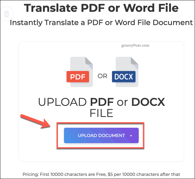 Przycisk Prześlij dokument DeftPDF