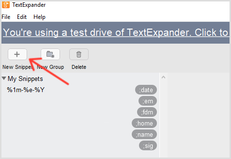 TextExpander dodaj fragment