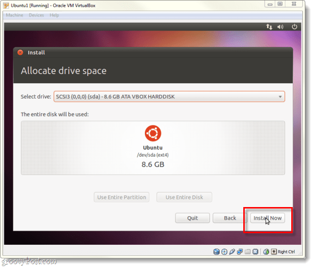 powiedz Ubuntu, aby zainstalował się teraz
