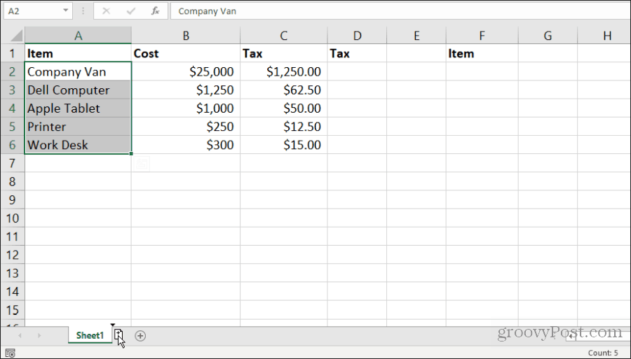 kopiowanie arkusza w programie Excel
