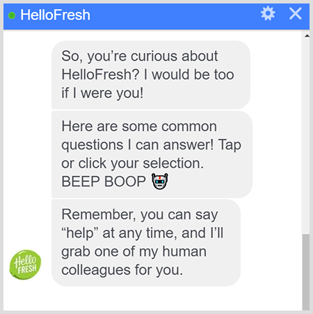 Bot HelloFresh Messenger wyjaśnia, jak rozmawiać z człowiekiem.