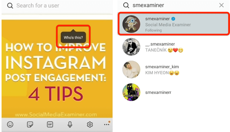 opcja postu na Instagramie, aby oznaczyć kogoś tagiem po dotknięciu