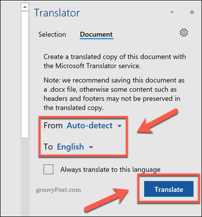 Tłumaczenie całego dokumentu PDF w programie Word