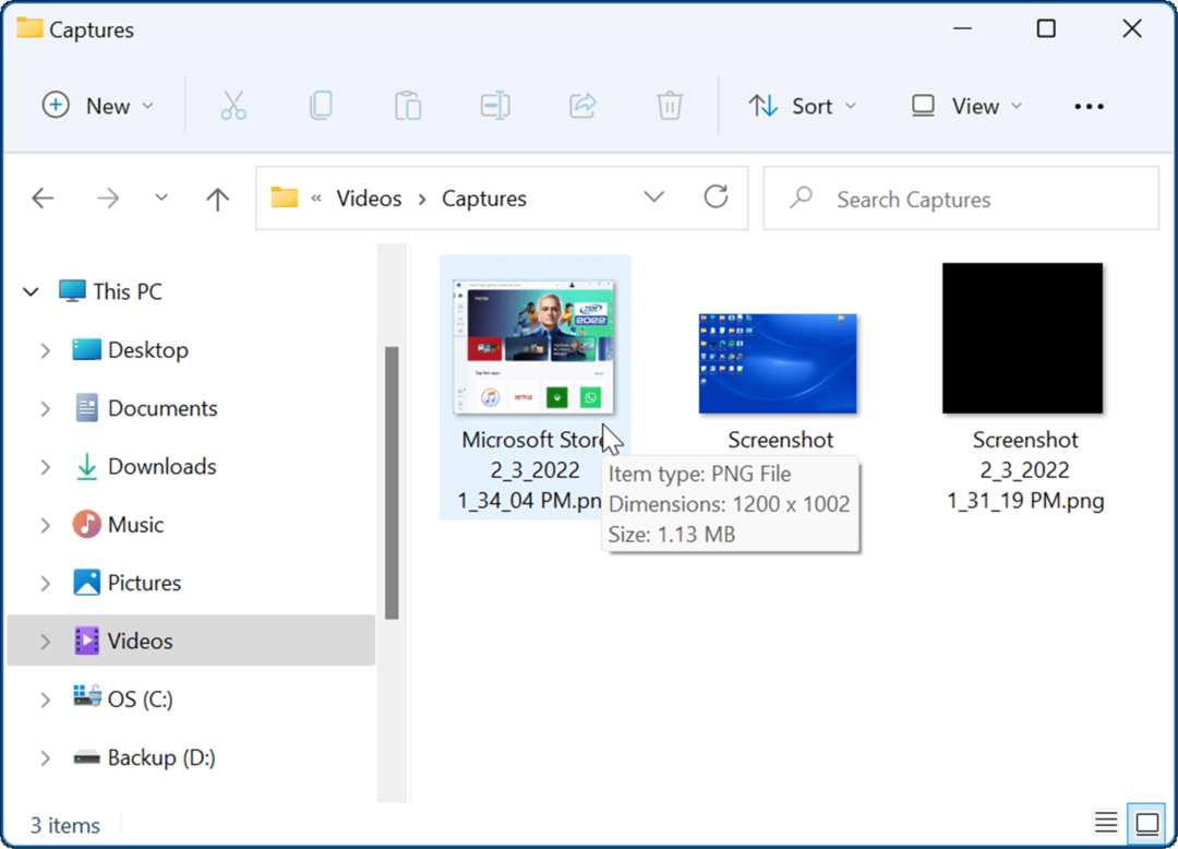 folder przechwytywania wideo zrób zrzut ekranu w systemie Windows 11