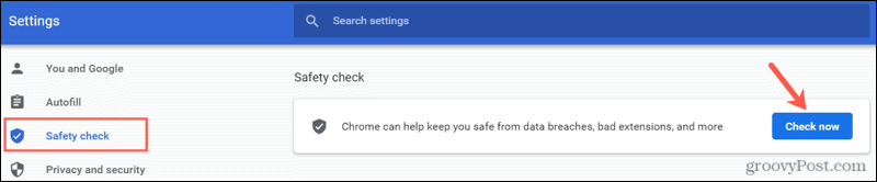 Przeprowadź kontrolę bezpieczeństwa w Chrome