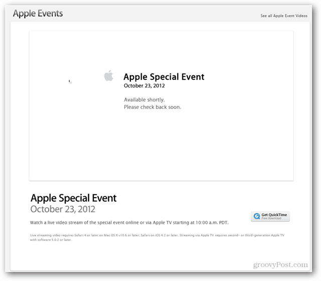 Wydarzenie Apple 23 października 2012 r