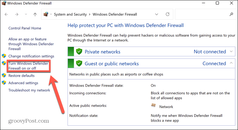 Windows 11 wyłącza zaporę sieciową