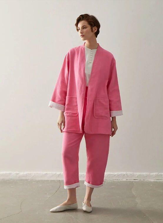 Lcwaikiki spodnie kimono w kolorze różowym