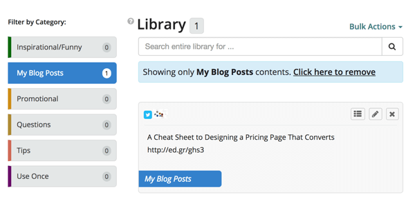 Kliknij filtr Moje posty na blogu, aby wyświetlić tylko posty z tej kategorii.