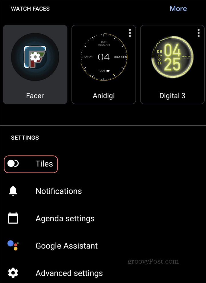 Aplikacja Wear OS Tiles