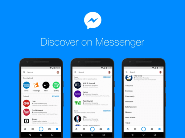 Nowe centrum Discover Facebooka na platformie Messenger umożliwia użytkownikom przeglądanie i znajdowanie botów i firm w Messengerze.