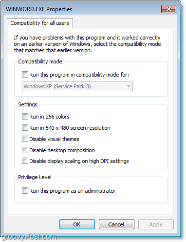 jak dostosować ustawienia kompatybilności dla wszystkich użytkowników systemu Windows 7