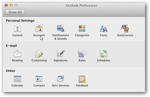 prefiksy Mac programu Outlook