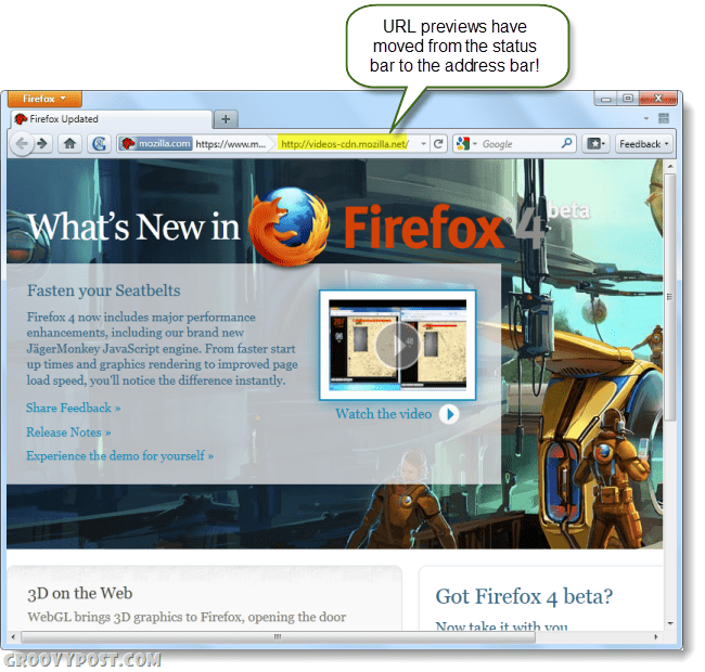 zrzut ekranu Firefoksa 4 beta