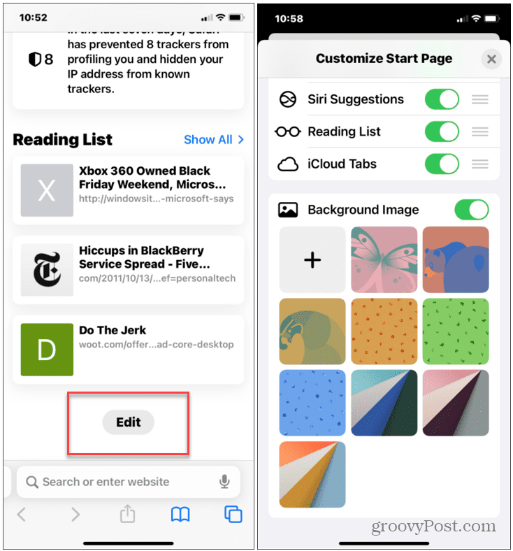 Edytuj iPhone'a w tle Safari