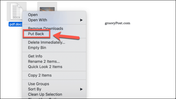Przywracanie plików z folderu Kosz na Macu