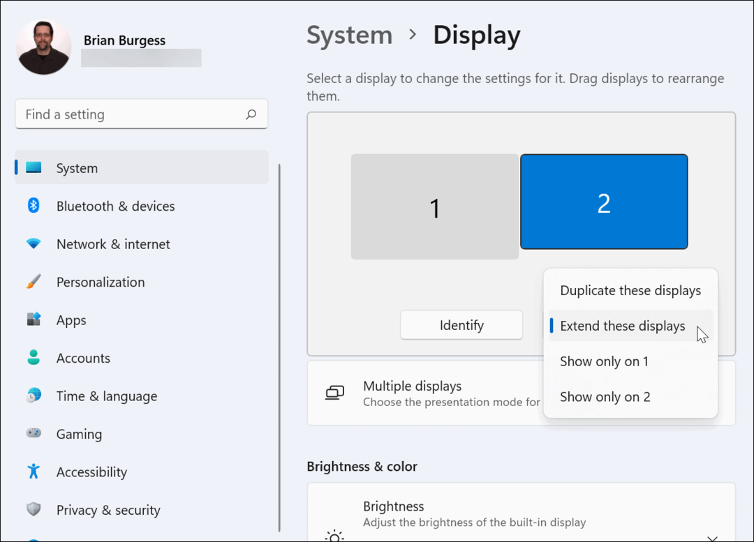 Rozszerz ustawienia monitora wyświetlania Windows 11