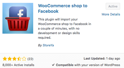 Wybierz i aktywuj wtyczkę WooCommerce Shop to Facebook.