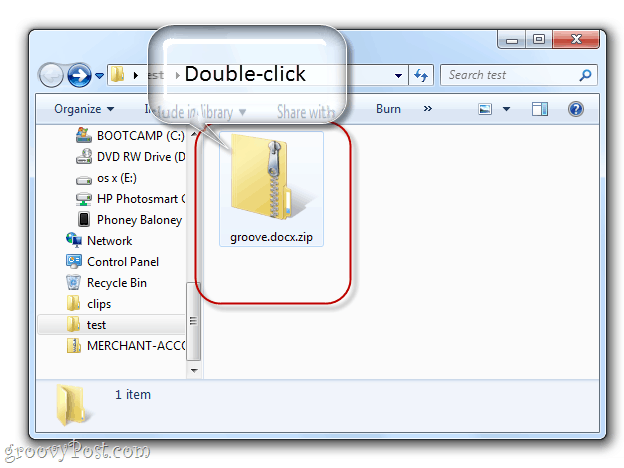 otwieranie pliku docx jako folderu