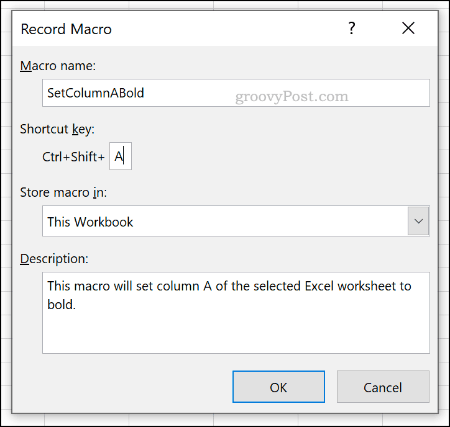 Menu opcji Record Macro w Excelu