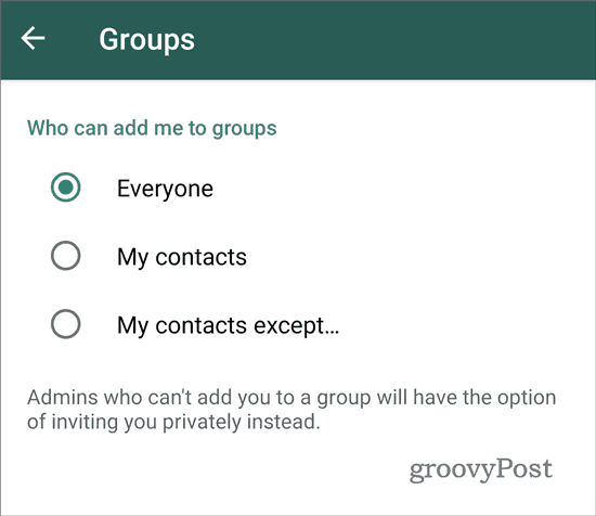 WhatsApp przestań dodawać do grup wszystkich (2)