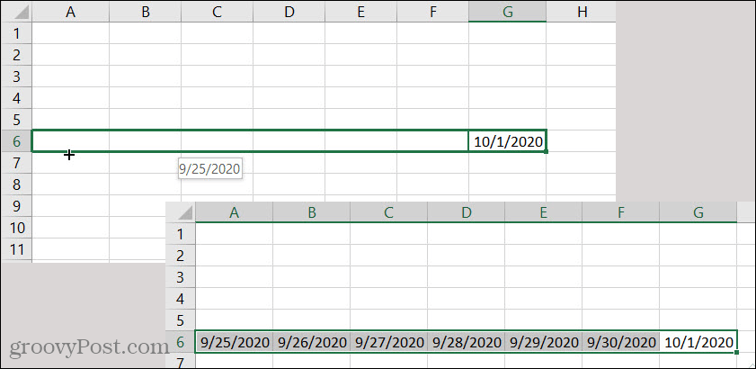 Data automatycznego wypełniania programu Excel wstecz