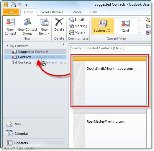 zapisz sugerowane kontakty w programie Outlook 2010