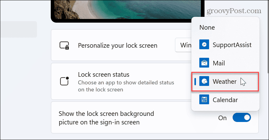 Pogoda na ekran blokady systemu Windows 11