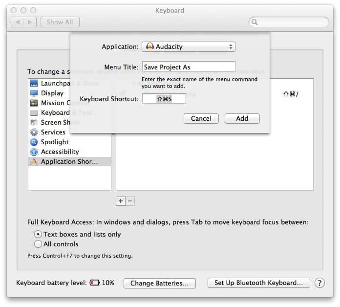 Jak utworzyć skrót klawiaturowy w dowolnym programie Mac OS X.
