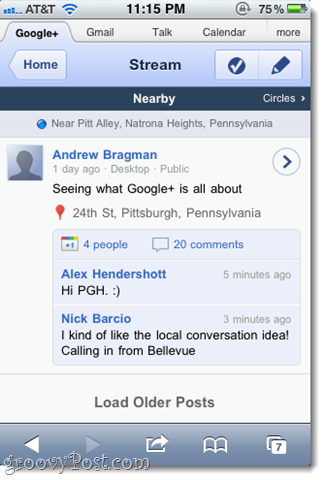 Zrzut ekranowy aplikacji iPhone iPhone w Google+
