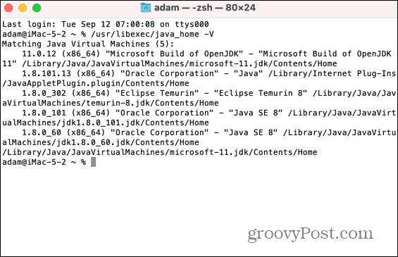 mac lista zainstalowanych plików Java jdks