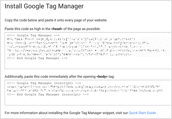 Kod instalacyjny Menedżera tagów Google na stronie internetowej