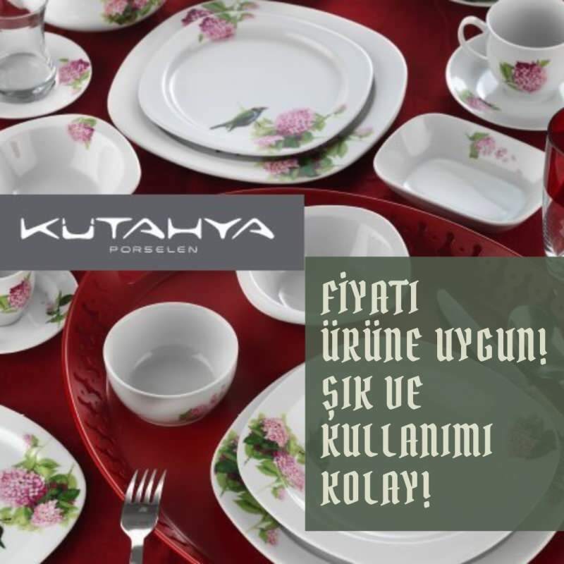 Jak kupić kwadratową zastawę stołową Bim Kütahya Seramik 68 elementów z podwójnym wystrojem?