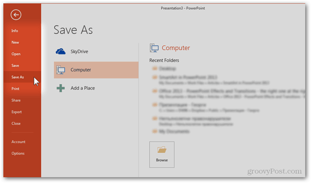Szablon pakietu Office 2013 Utwórz Utwórz projekt niestandardowy Dostosuj slajdy samouczka Samouczek Jak zapisywać Zapisz szablon Zapisz jako