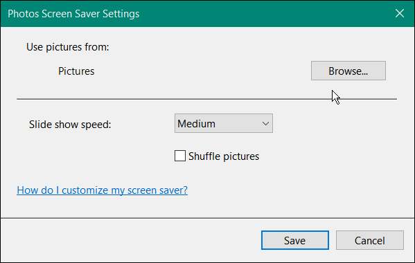 ustaw zdjęcia jako wygaszacz ekranu w systemie Windows