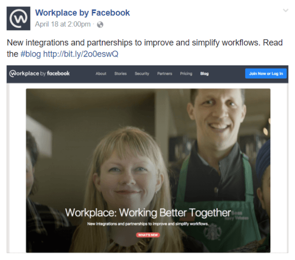 Facebook ogłosił kilka nowych integracji i partnerstw w ramach narzędzia komunikacji zespołu Workplace by Facebook.