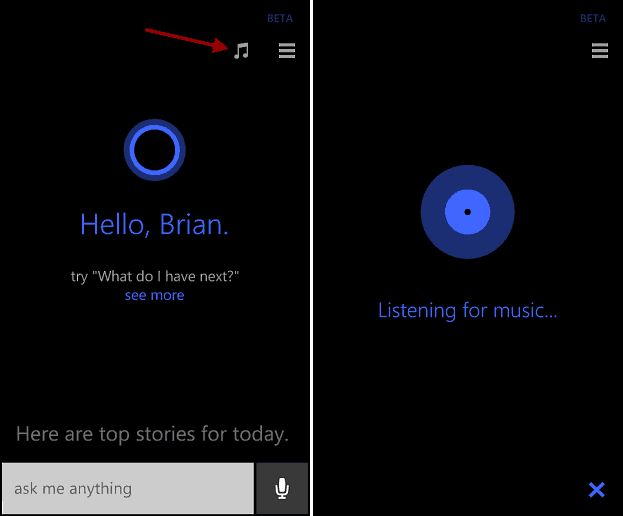 Użyj Cortany w Windows Phone 8.1, aby zidentyfikować utwory