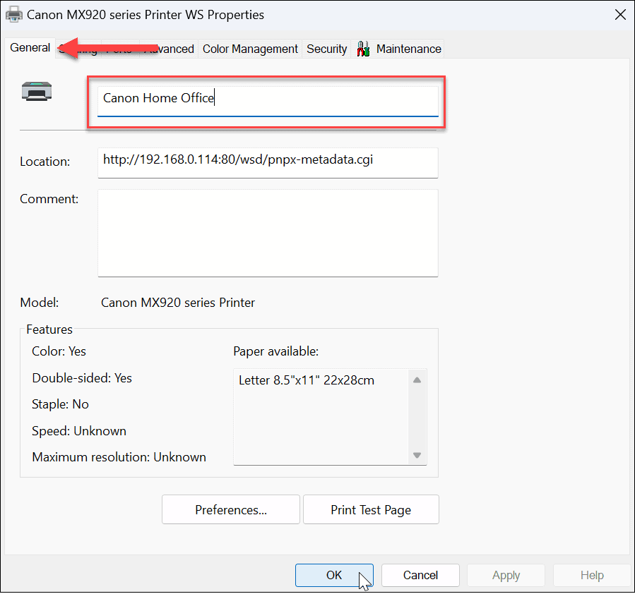 Zmień nazwę drukarki w systemie Windows 11