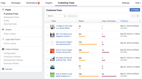 posty z narzędziami do publikowania na Facebooku