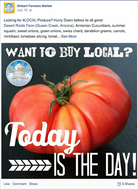 Gilbert Farmers Market aktualizacja na Facebooku