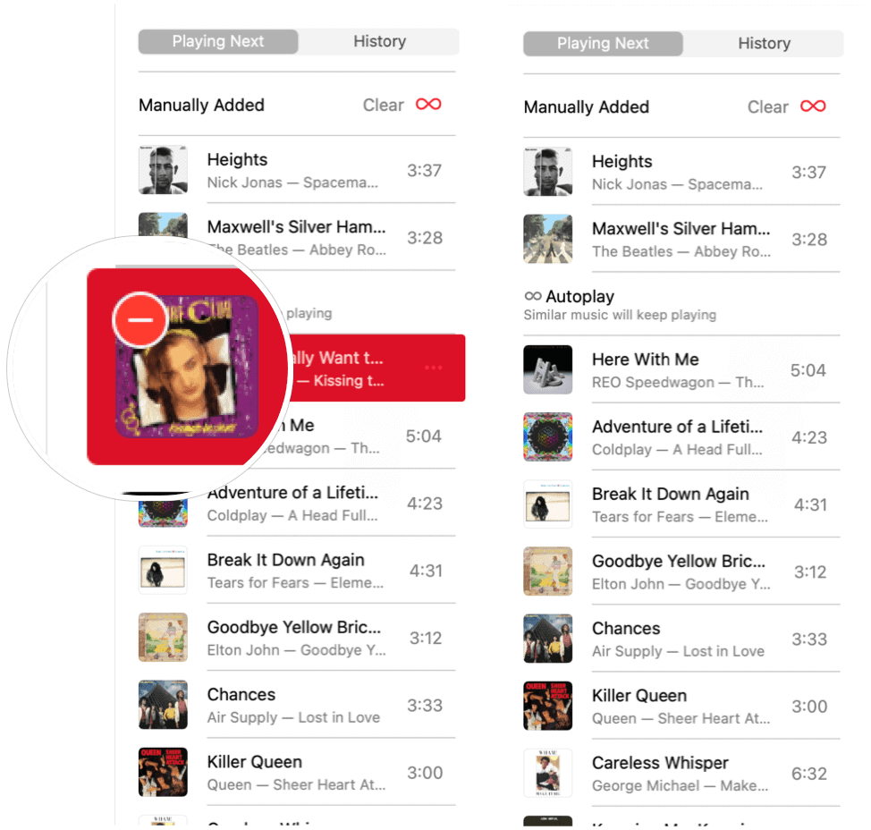 Apple Music Autoplay usuwa utwór