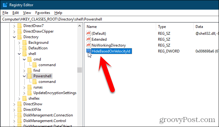 Zmień nazwę klucza ShowBasedOnVelocityId w Edytorze rejestru systemu Windows