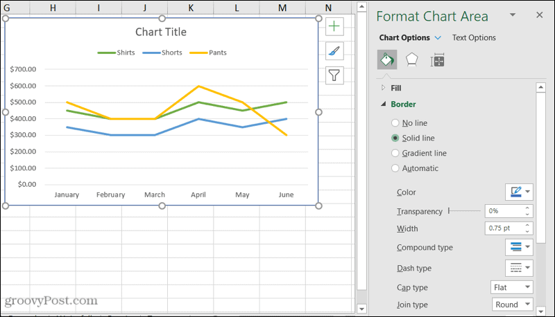 Formatuj pasek boczny wykresu w programie Excel