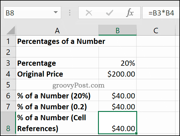 Procenty liczby pokazane w Microsoft Excel