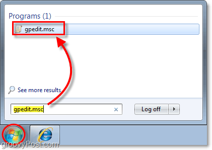 wpisz gpedit.msc na pasku zadań systemu Windows 7, oto jak uzyskać dostęp do lokalnego edytora zasad grupy w oknie 7