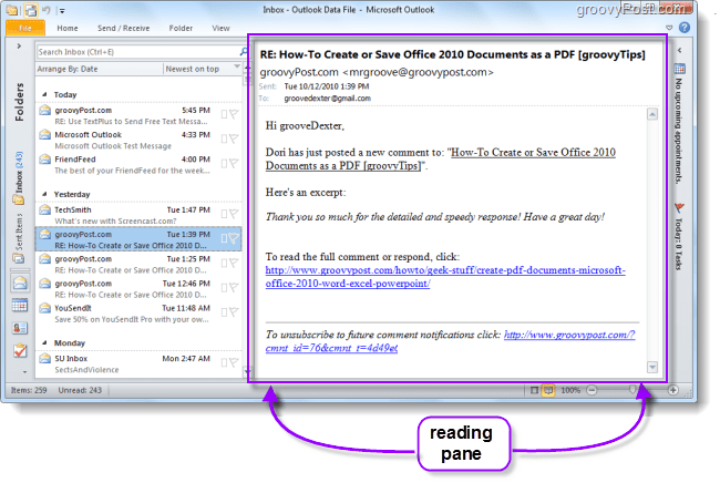 Jak zmienić domyślną lokalizację okienka odczytu w programie Outlook 2010 i ułatwić czytanie wiadomości e-mail